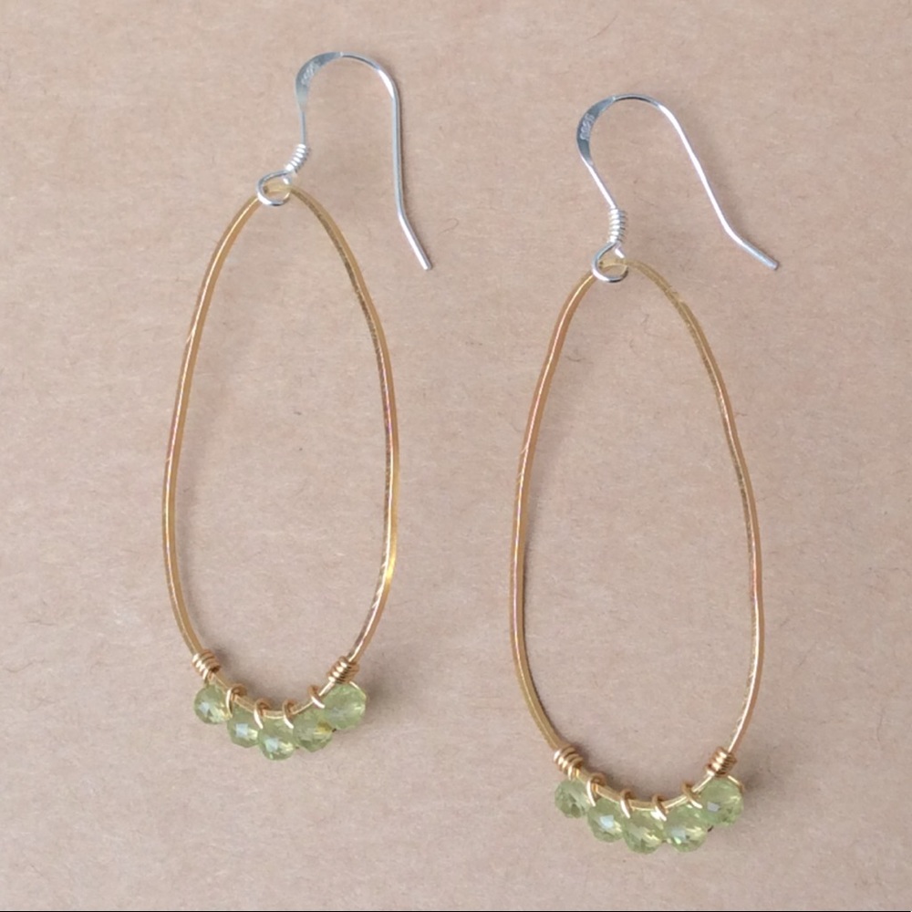 handcrafted Sundance charm natural Peridot Sterling silver gold plated earrings - Picture 5 of 11
